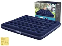 Двоспальний матрац Bestway 67004 203 x 183 x 22 см блакитний надувний велюрове ліжко