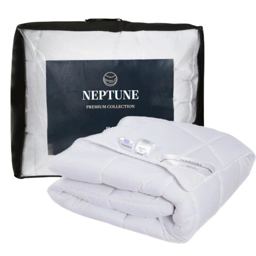 Антиалергічна всесезонна ковдра 160x200 білого кольору стегана легка модель neptune, фото 1