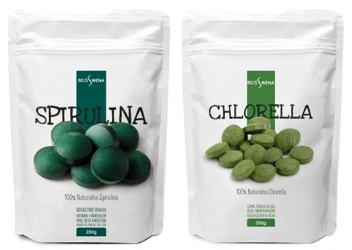 Набір з 2 шт. Набір Bioswena таблетки 2000 шт. 500 г Spirulina Chlorella 2000 таблеток від водоростей вищої якості, фото 1