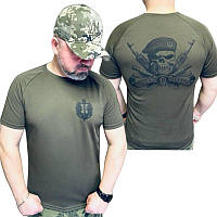 Тактична футболка хакі з принтом Морська піхота coolmax Чоловіча армійська футболка вологовідвідна