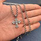 Срібний чоловічий комплект 925 проби з чорнінням ланцюжок та православний хрестик з розп'яттям, фото 2