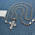 Срібний чоловічий комплект 925 проби з чорнінням ланцюжок та православний хрестик з розп'яттям, фото 6