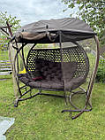 Крісло кокон тримісний з дахом плетіння соти та москітною сіткою, фото 3