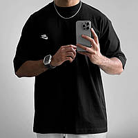 Оверсайз футболка чорна Nike для підлітка, Велика чоловіча та жіноча футболка Найк oversize Унісекс бавовна повсякденна