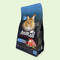Повнораціонний сухий корм AnimAll для дорослих котів з лососем, білою рибою та свіжою індичкою, 400 г, фото 2
