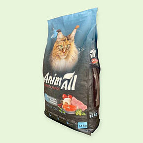 Сухий корм AnimAll для дорослих котів з лососем, білою рибою та індичкою, 12 кг (178600), фото 3