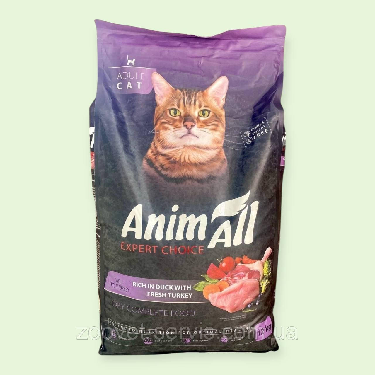 Сухий корм AnimAll для дорослих котів із індичкою та качкою, 12 кг (178597)