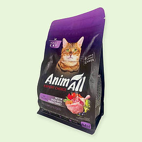 Сухий повноцінний корм AnimAll для дорослих котів із качкою та індичкою, 400 г (178599), фото 3