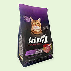 Сухий повноцінний корм AnimAll для дорослих котів із качкою та індичкою, 400 г (178599), фото 4