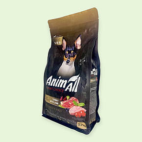 Супер-преміум сухий корм AnimAll для дорослих собак малих порід із індичкою та ягням, 700 г (178615), фото 3