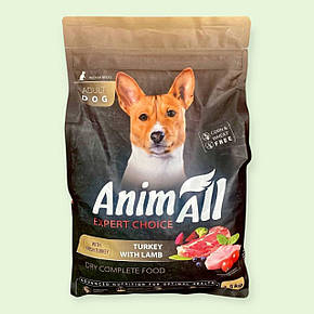 Супер-преміум сухий корм AnimAll для дорослих собак середніх порід з індичкою та ягням, 2,5 кг (178612), фото 1