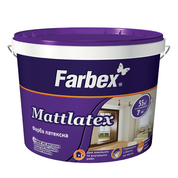 Фарба латексна для зовнішніх і внутрішніх робіт "Mattlatex", 14 кг.