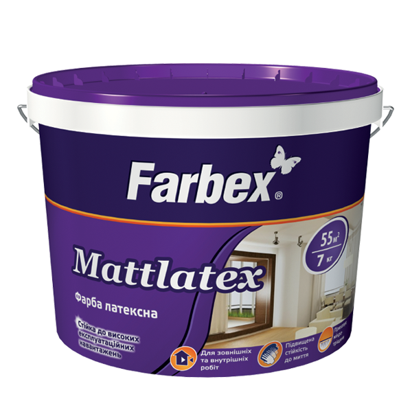 Краска Латексная для Наружных и Внутренних Работ "Mattlatex", 14 Кг ...