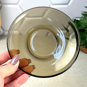 Блюдце скляне 13,5 см коричнева димка Гута Скла Україна, фото 1