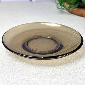 Блюдце скляне 13,5 см коричнева димка Гута Скла Україна, фото 2