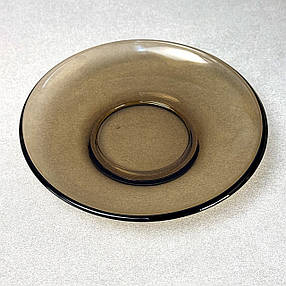 Блюдце скляне 13,5 см коричнева димка Гута Скла Україна, фото 3