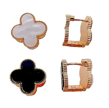 Сережки двосторонні конюшина позолота медзолото, фото 1