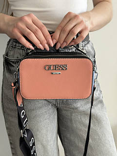 Сумочка Guess кросс-боді напис рожево-синій