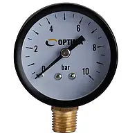 Манометр Optima 10 атм. 50 мм нижнє під'єднання неірж.корпус