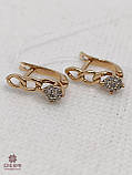 Золоті Сережки зі вставкою цирконій, фото 2