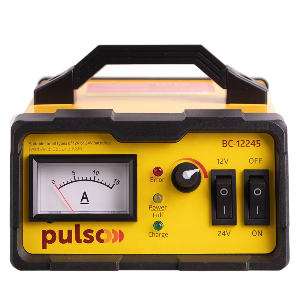 Зарядний пристрій імпульсний PULSO 12&24V/0-15A/5-190AHR/LED-Ампер. (BC-12245)