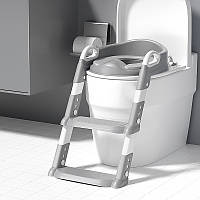 Al Дитяче сидіння на унітаз зі сходинкою і ручками Bestbaby BC-108 Gray