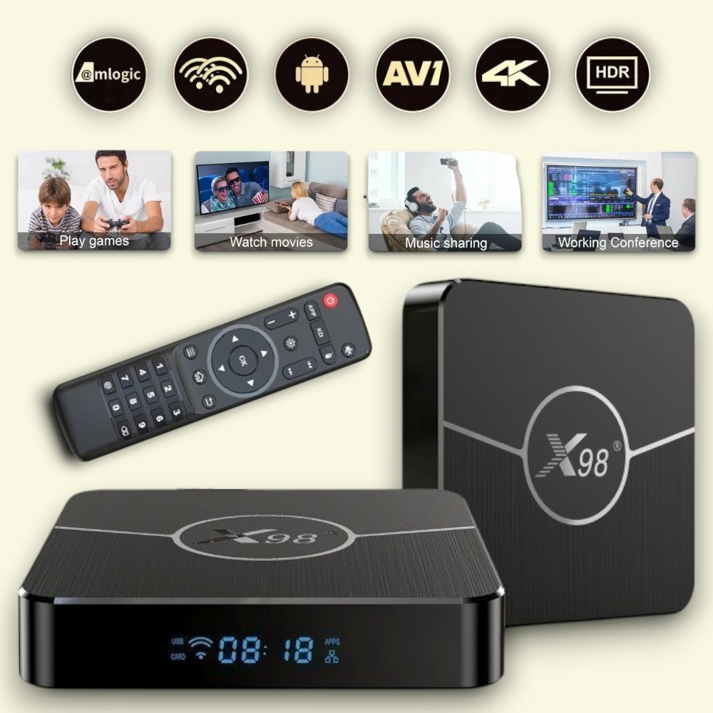 Смарт-ТВ-приставка X98 Plus 4/32 ГБ Android 11, 4K, Wi-Fi, Bluetooth, медіаплеєр, ігрова консоль, IPTV