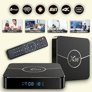 Смарт-ТВ-приставка X98 Plus 4/32 ГБ Android 11, 4K, Wi-Fi, Bluetooth, медіаплеєр, ігрова консоль, IPTV
