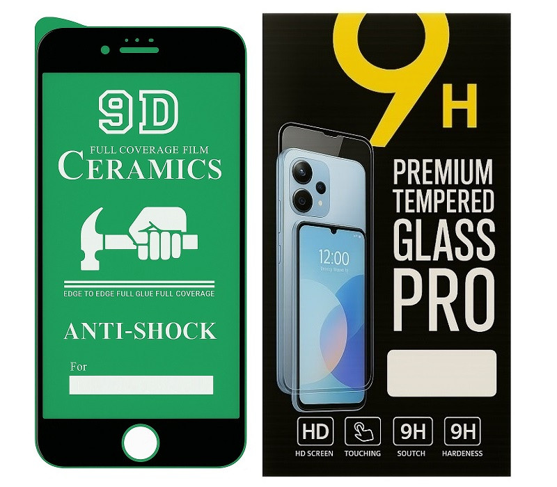 Протиударна захисна плівка Ceramics 9D для Apple iPhone SE 2022 Full Glue чорна рамка, глянцева