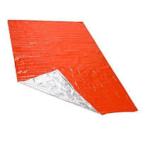 Термоодеяло спасательное влагозащитное 130х205 см Оранжевое (8221)