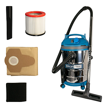 Потужний будівельний пилосос PROFI-TEC PVC1430 : 1400 Вт, 30л сухе/вологе, вбудована розетка (006533)