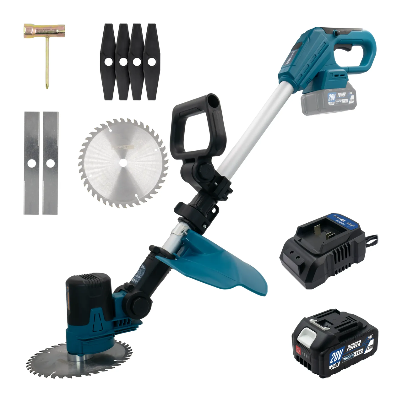 Потужний акумуляторний тример PROFI-TEC PGT6020 POWERLine : з АКБ 20V 4.0 Ah+ЗП (006988), фото 1