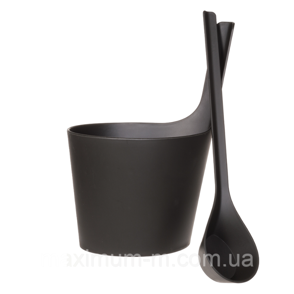 Комплект Rento біокомпозит (шайка + черпак), чорний для лазні та сауни