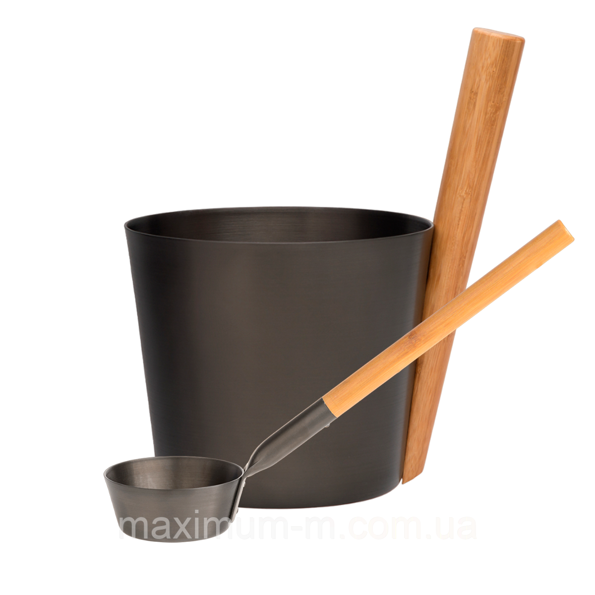 Комплект шайка + черпак Rento, коричневий