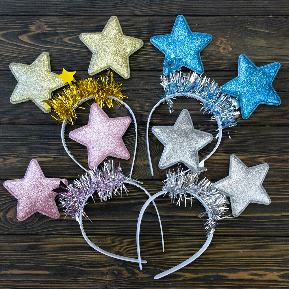 Обідок карнавальний Зірочки на пружинках 13392 (уп. 10шт), фото 1