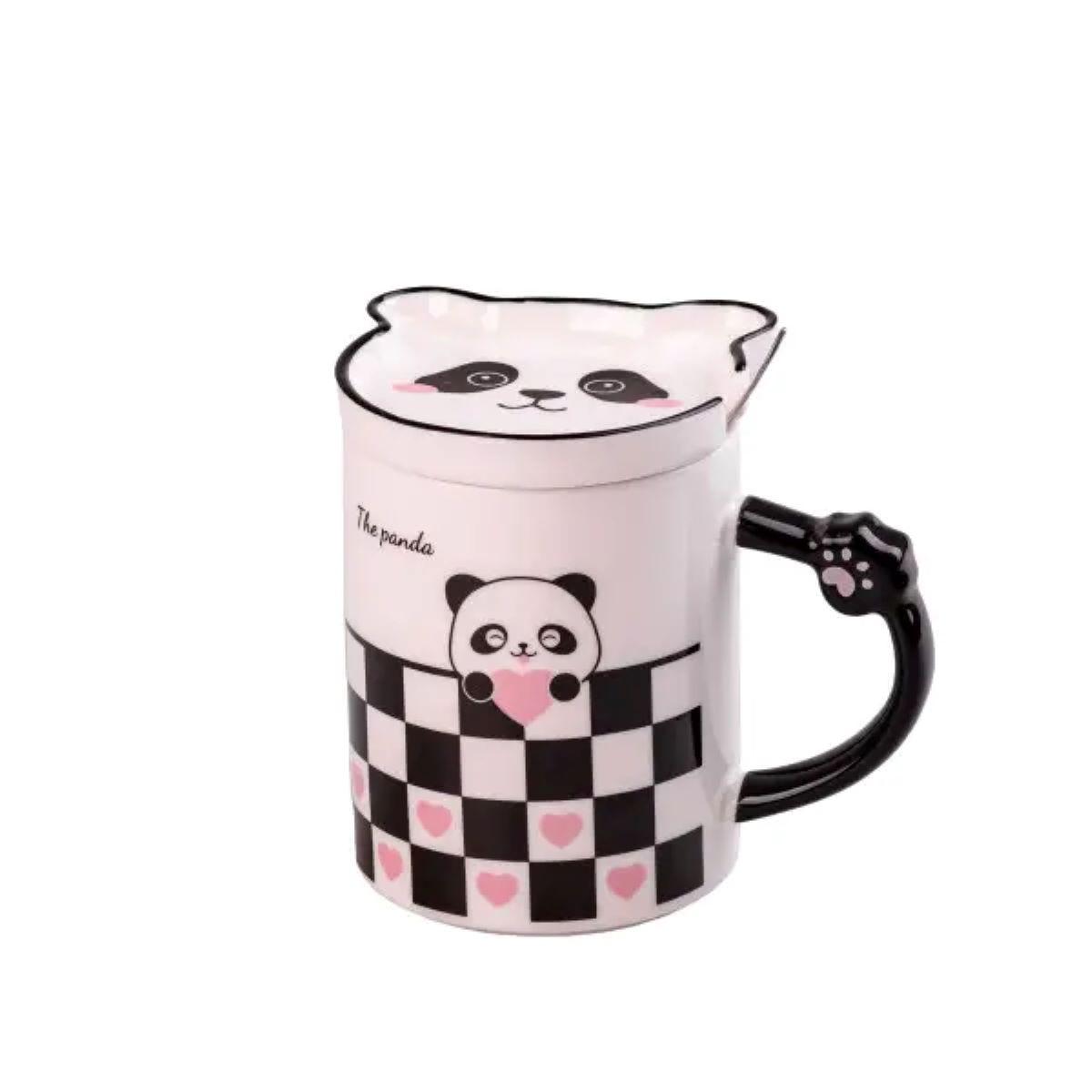 Чашка порцелянова The Panda 350мл з блюдцем та ложкою Клітинка HPCY8369CE, фото 1