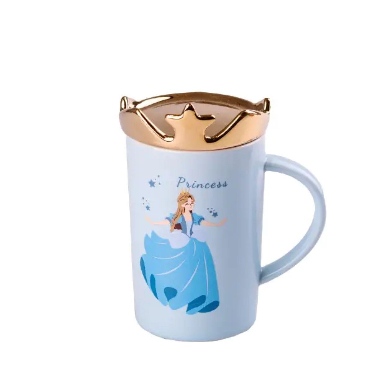 Чашка керамічна Princess 400мл з кришкою Блакитний HPCYM0845BL, фото 1