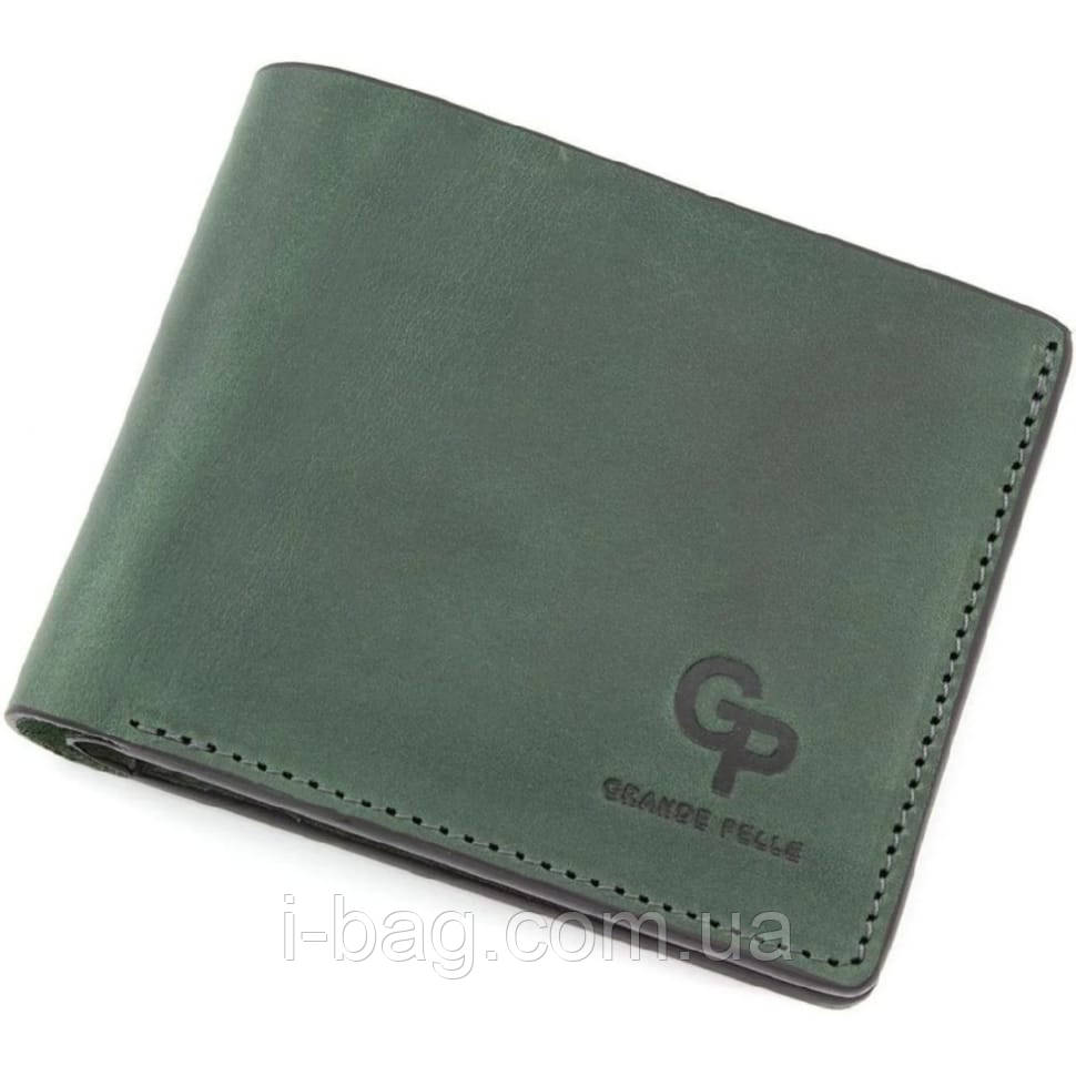 Портмоне чоловіче шкіряне Grande Pelle 505191 зелене, фото 1