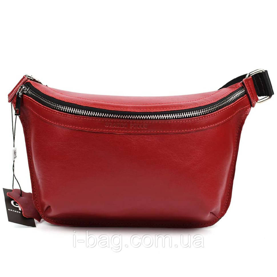 Шкіряна поясна сумка Grande Pelle 743660 червона, фото 1
