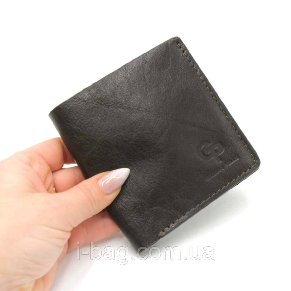 Чоловіче шкіряне портмоне коричневе Grande Pelle 538420 з монетницею, фото 1