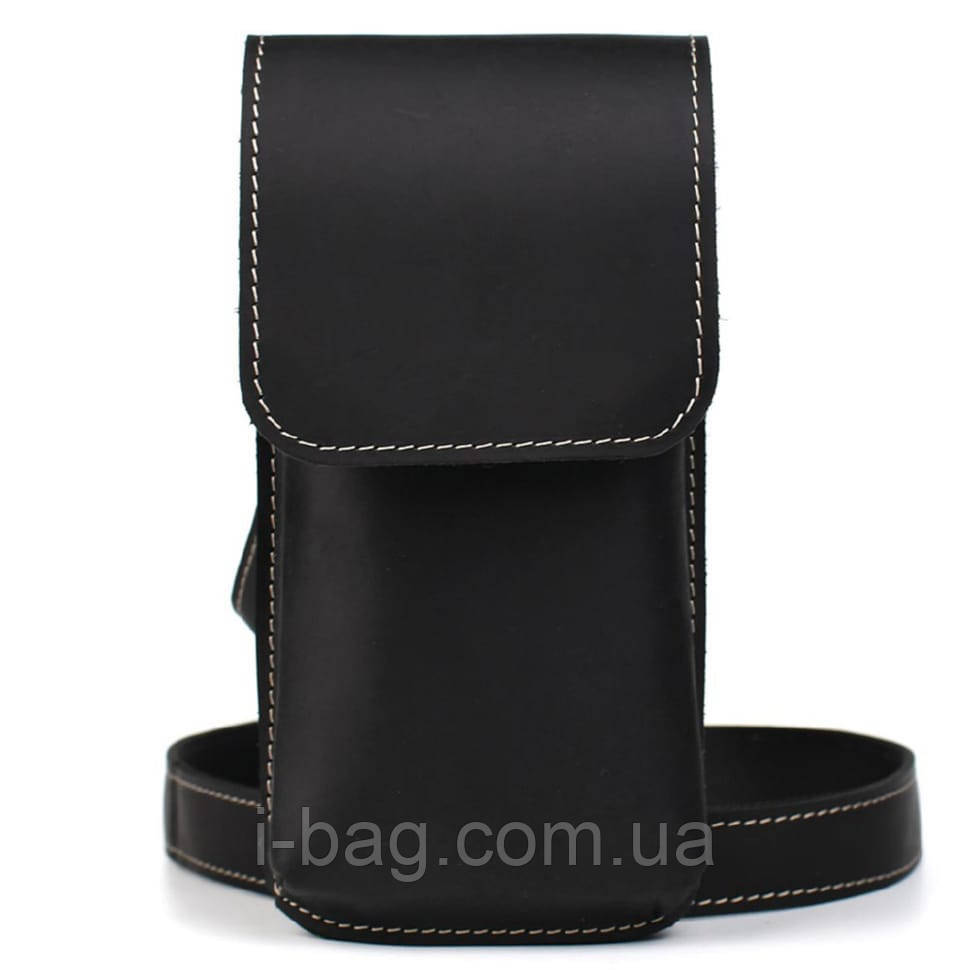 Шкіряна сумка чохол на пояс або через плече чорна TARWA RA-2093-3md, фото 1
