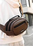 Сумка через плече жіноча бананка Sambag Flex шоколад, фото 4