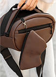 Сумка через плече жіноча бананка Sambag Flex шоколад, фото 7