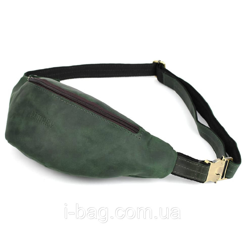 Шкіряна сумка на пояс бананка LIMARY Lim-035RE зелена, фото 1
