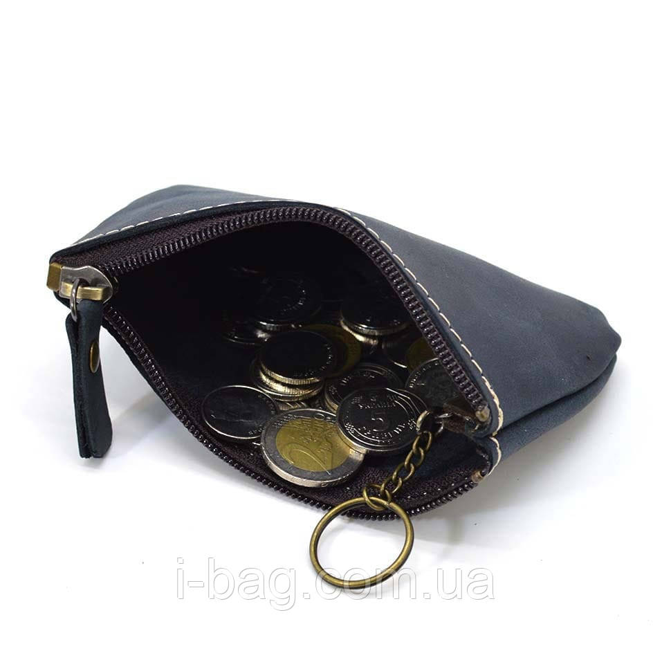 Ключниця монетниця шкіряна TARWA RK-coin-001 кінська шкіра синя, фото 1