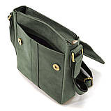 Невелика чоловіча сумка через плече шкіряна Limary lim-354RE зелена, фото 5