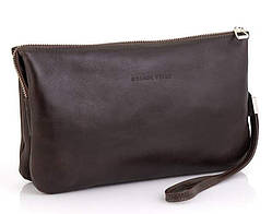 Барсетка чоловічий клатч 705620, коричнева гладка шкіра Grande Pelle