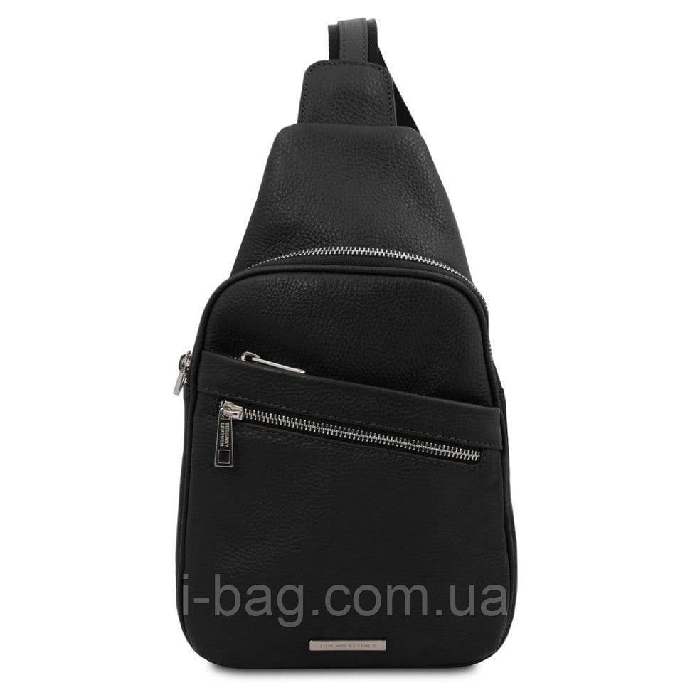 Рюкзак на одне плече з м'якої шкіри Tuscany Leather TL142022, рюкзак слінг (Чорний)