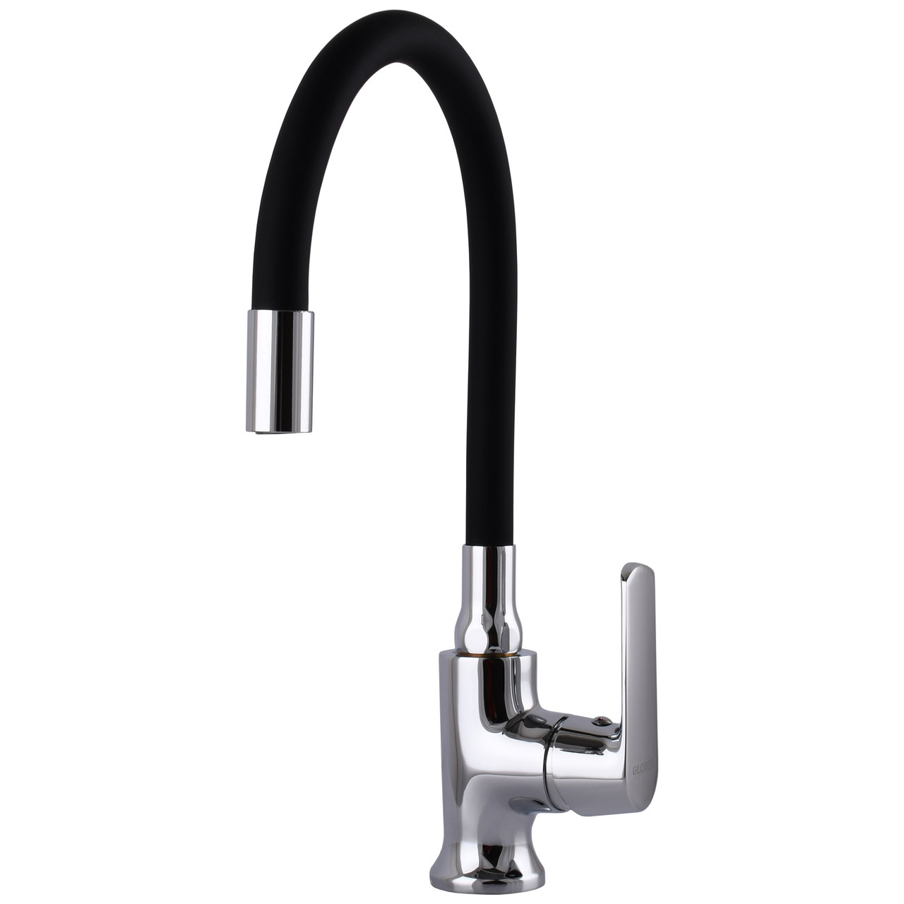Змішувач для кухні латунний з гнучким виливом GLux Laguna GLA-0203SL-SB Чорний-хром, фото 1