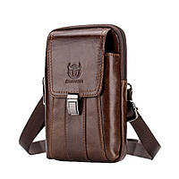 Напоясна сумка з ремінцем на плече T0073 BULL, коричнева